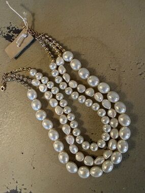 SEREFINA
Triple Strand Pearl Choker with Rhinestone Accented Clasp BHLDN